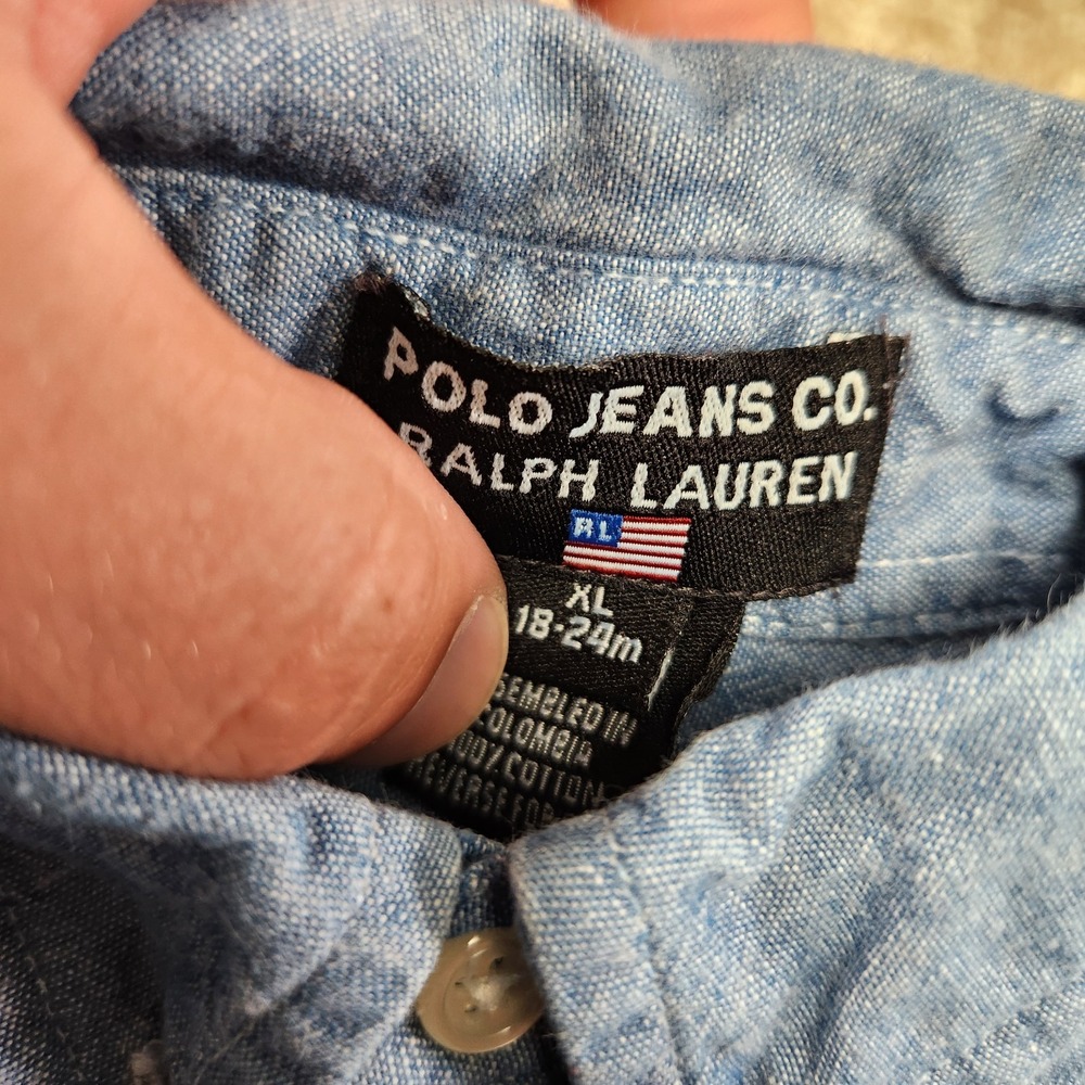 Vintage Polo Ralph Lauren Jeans Shirt Baby Infant 18-24 Months Chambray Denim - Picture 6 of 8